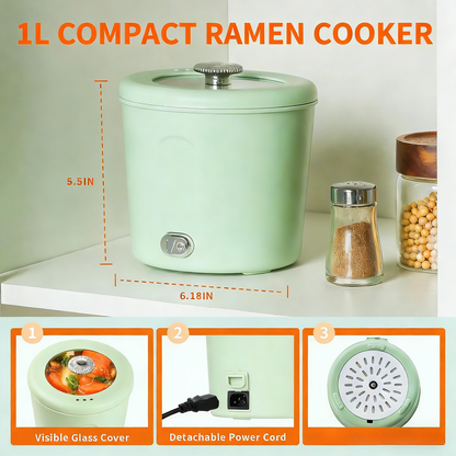 Hot Pot Electric, 1L Mini Ramen Cooker, 450W Rapid Noodles Cooker, Multifunctional Electric Pot for Cooking Pasta