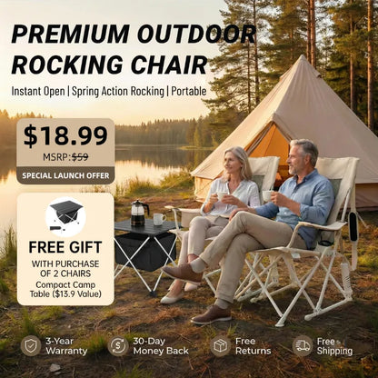 Instant Open Spring-Action Folding Rocking Chair for Outdoor