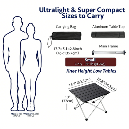 Ultralight Portable Folding Camping Table with Carry Bag
