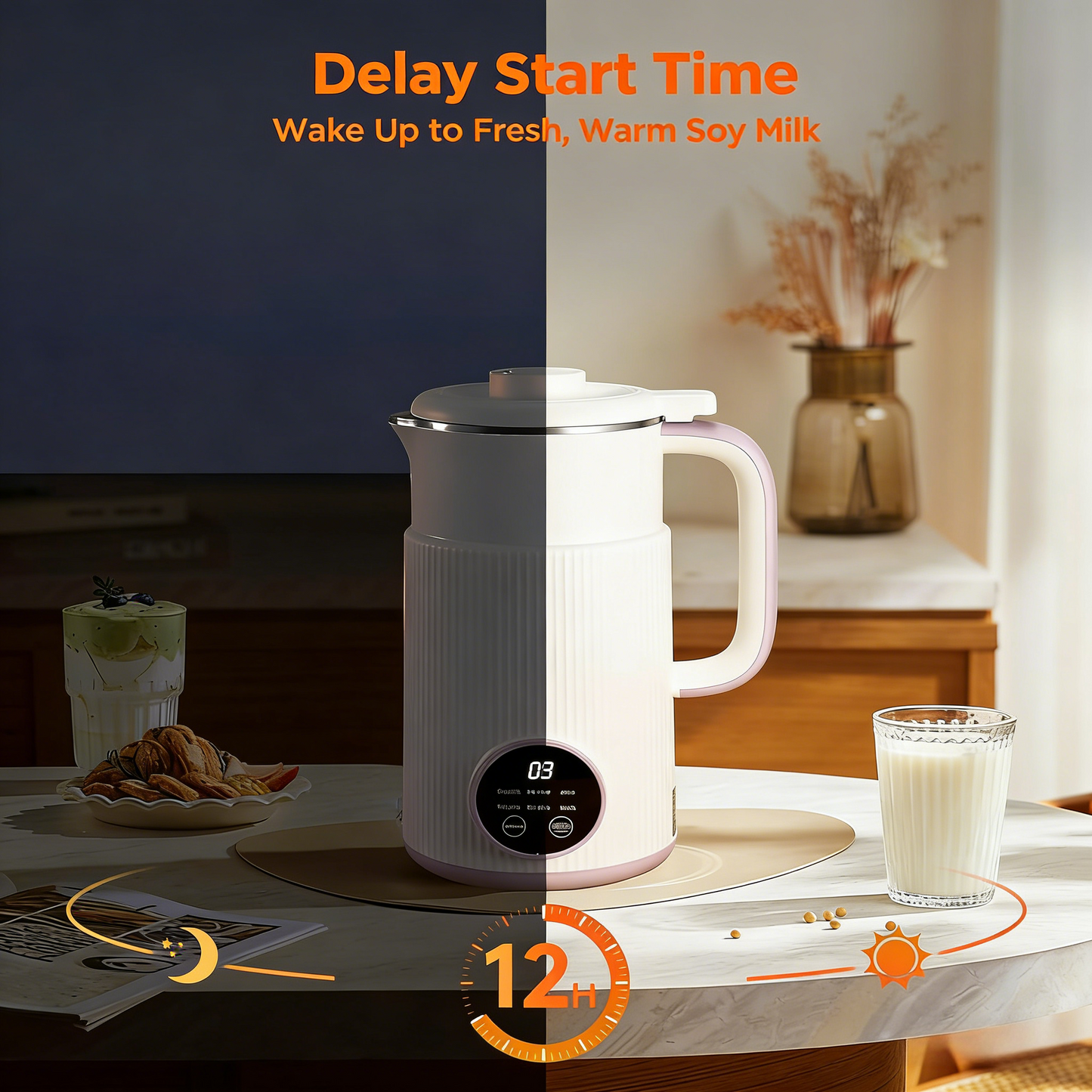 6-in-1 Soy Milk Maker Blender, Nut Milk Maker Machine 27OZ, Automatic Soybean Machine