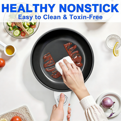 Hot Pot Electric Upgraded, Non-Stick Sauté Pan, Rapid Noodles Electric Pot, 1.5L Mini Portable Hot Pot for Steak
