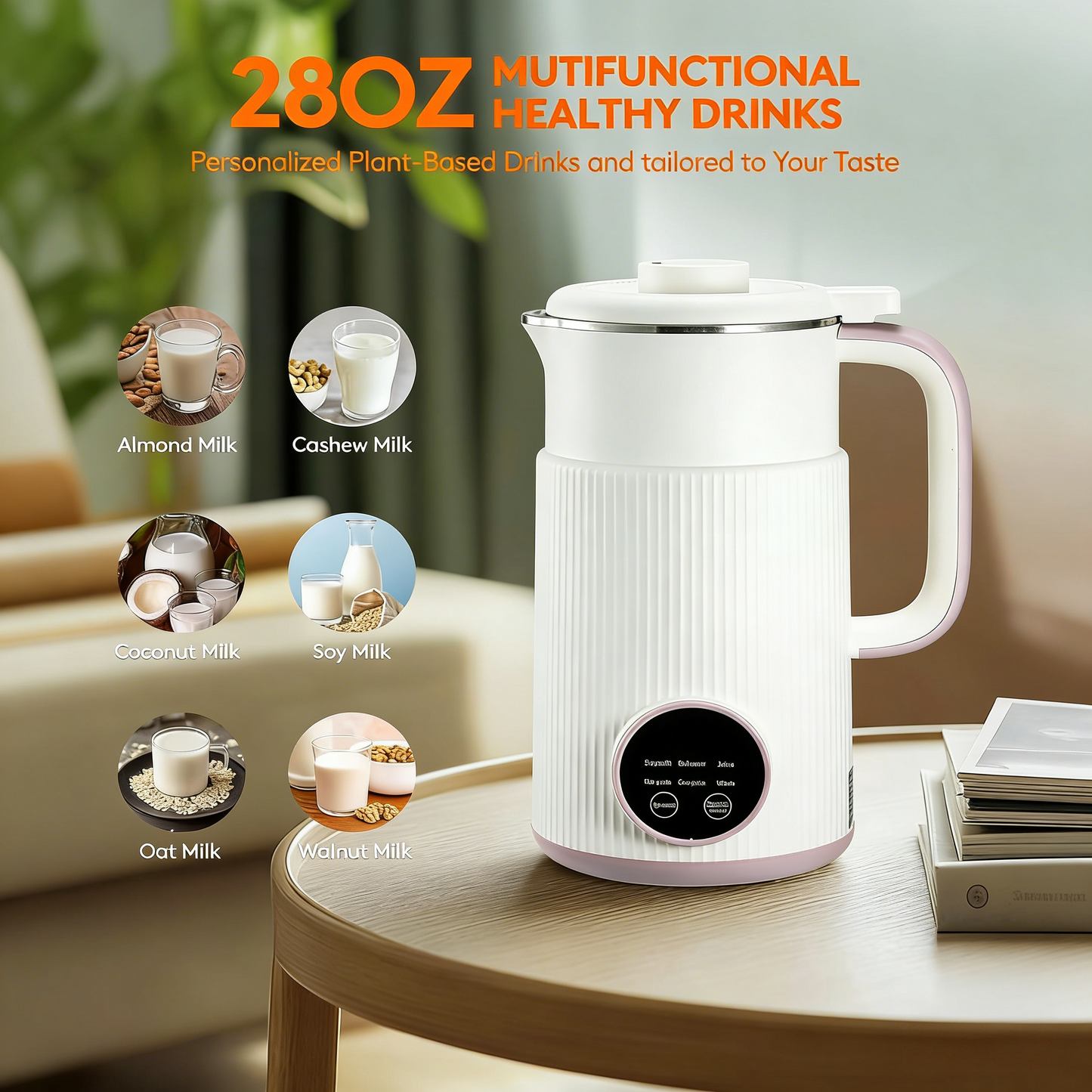 6-in-1 Soy Milk Maker Blender, Nut Milk Maker Machine 27OZ, Automatic Soybean Machine