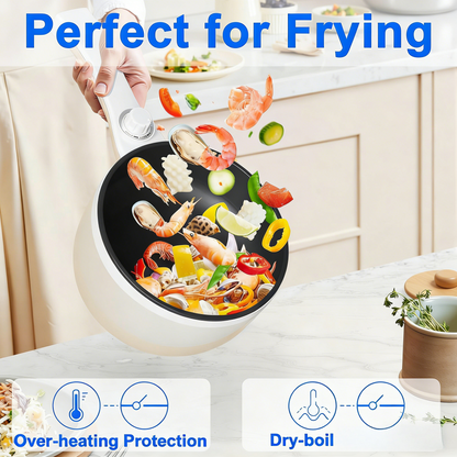 Hot Pot Electric Upgraded, Non-Stick Sauté Pan, Rapid Noodles Electric Pot, 1.5L Mini Portable Hot Pot for Steak